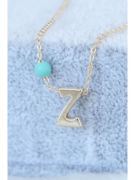 Gold Renk Boncuklu Bayan Z Harfli Kolye Gold Renk Boncuklu Bayan Z Harfli Kolye