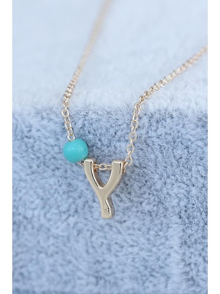 Gold Renk Boncuklu Bayan Y Harfli Kolye Gold Renk Boncuklu Bayan Y Harfli Kolye