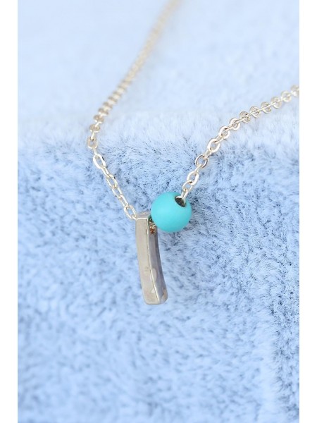 Gold Renk Boncuklu Bayan I Harfli Kolye Gold Renk Boncuklu Bayan I Harfli Kolye