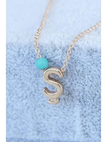 Gold Renk Boncuklu Bayan Ş Harfli Kolye Gold Renk Boncuklu Bayan Ş Harfli Kolye