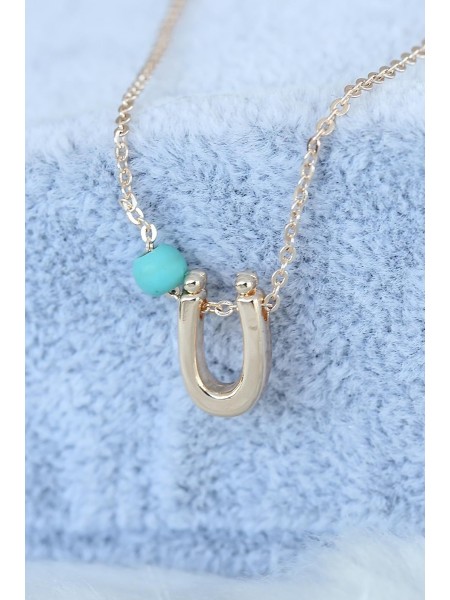 Gold Renk Boncuklu Bayan Ü Harfli Kolye Gold Renk Boncuklu Bayan Ü Harfli Kolye