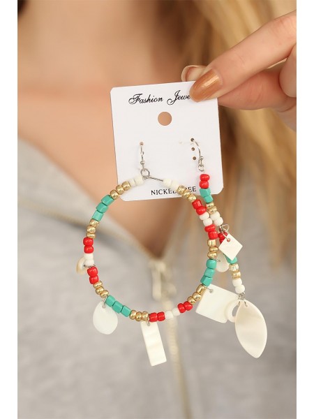 Boncuklu Bayan Halkalı Küpe Boncuklu Bayan Halkalı Küpe