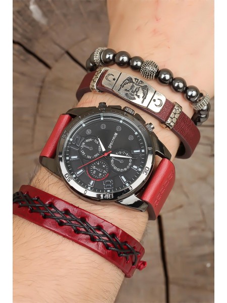 Deri Kordonlu Erkek Saat Kombini Deri Kordonlu Erkek Saat Kombini