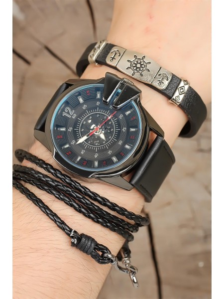 Deri Kordonlu Erkek Saat Kombini Deri Kordonlu Erkek Saat Kombini