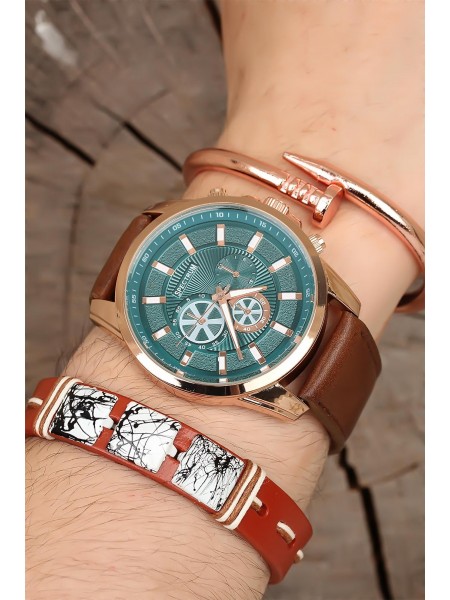 Deri Kordonlu Erkek Saat Kombini Deri Kordonlu Erkek Saat Kombini