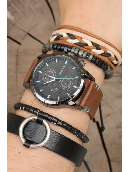 Deri Kordonlu Erkek Saat Kombini Deri Kordonlu Erkek Saat Kombini