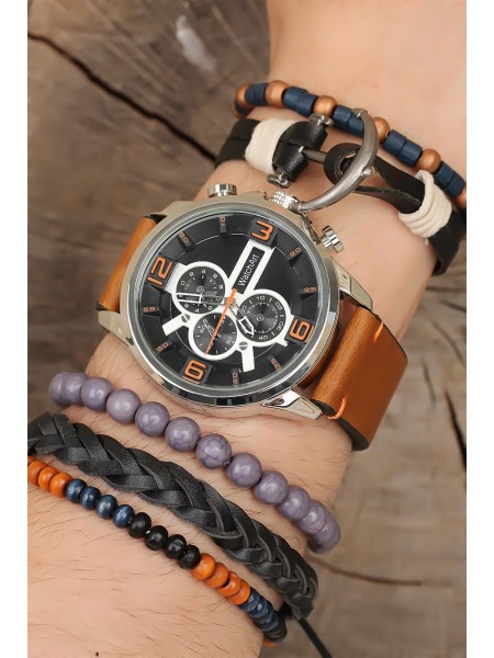 Deri Kordonlu Erkek Saat Kombini Deri Kordonlu Erkek Saat Kombini