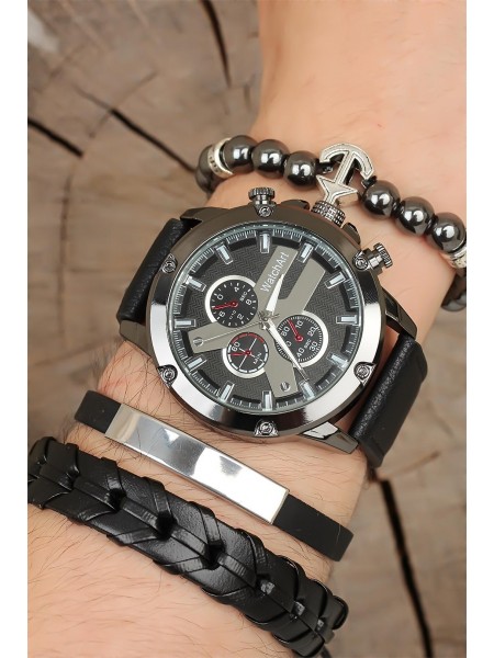 Deri Kordonlu Erkek Saat Kombini Deri Kordonlu Erkek Saat Kombini