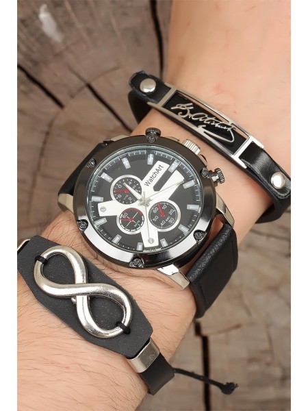 Deri Kordonlu Erkek Saat Kombini Deri Kordonlu Erkek Saat Kombini