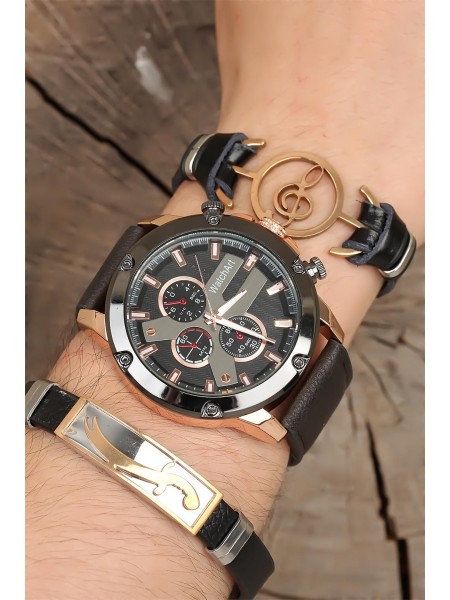 Deri Kordonlu Erkek Saat Kombini Deri Kordonlu Erkek Saat Kombini