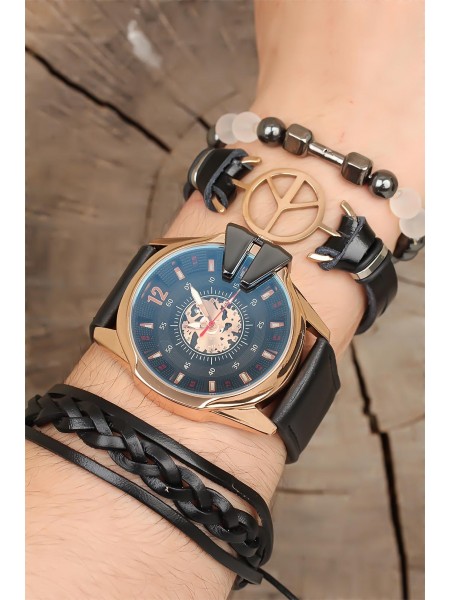 Deri Kordonlu Erkek Saat Kombini Deri Kordonlu Erkek Saat Kombini