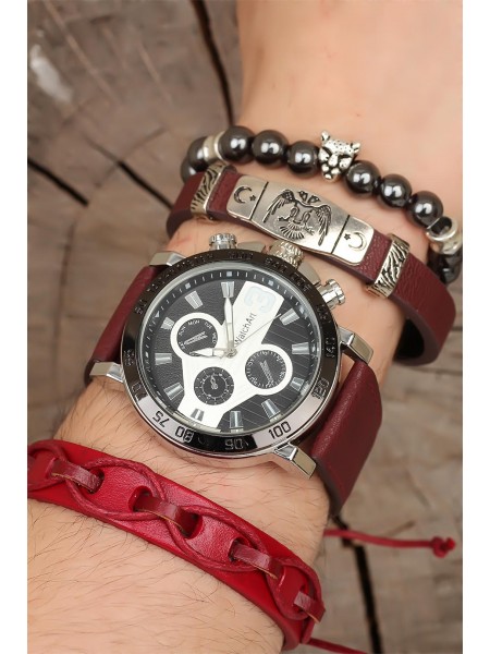 Deri Kordonlu Erkek Saat Kombini Deri Kordonlu Erkek Saat Kombini