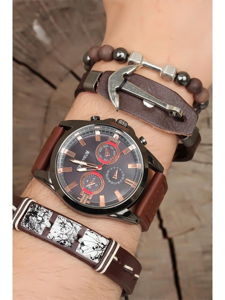 Deri Kordonlu Erkek Saat Kombini Deri Kordonlu Erkek Saat Kombini