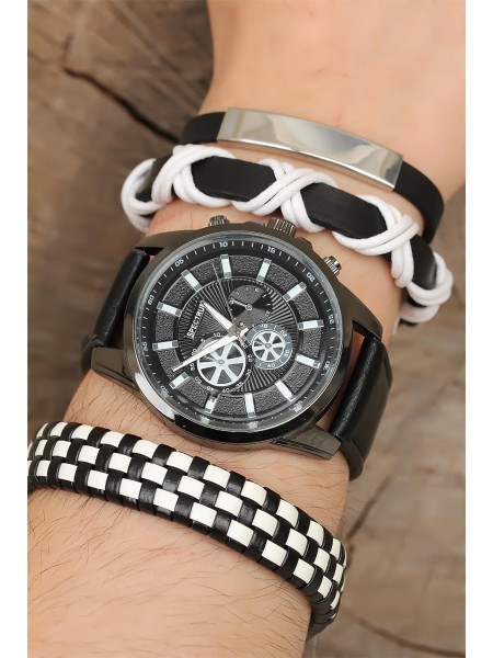 Deri Kordonlu Erkek Saat Kombini Deri Kordonlu Erkek Saat Kombini