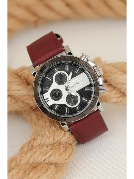 Bordo Renk Kordonlu Metal Kasa Erkek Saat