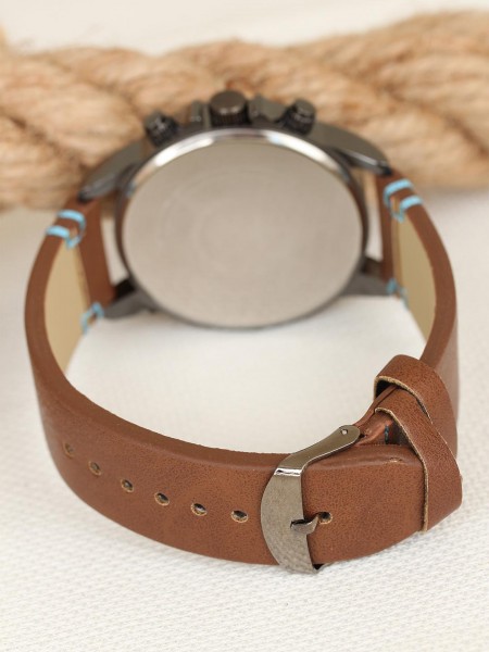 Kahverengi Deri Kordonlu Füme Renk Metal Spor Kasa Erkek Kol Saati