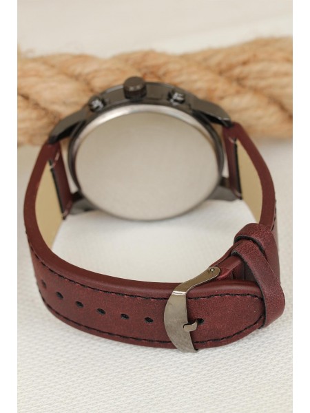 Bordo Deri Kordonlu Füme Metal Spor Kasa Erkek Kol Saati Bordo Deri Kordonlu Füme Metal Spor Kasa Erkek Kol Saati